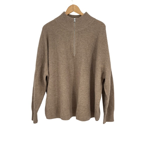 Jenni Kayne Sweaters - Jenni Kayne Cashmere Half Zip Pullover Sweater Women's 3X UnDyed Stone Luxury